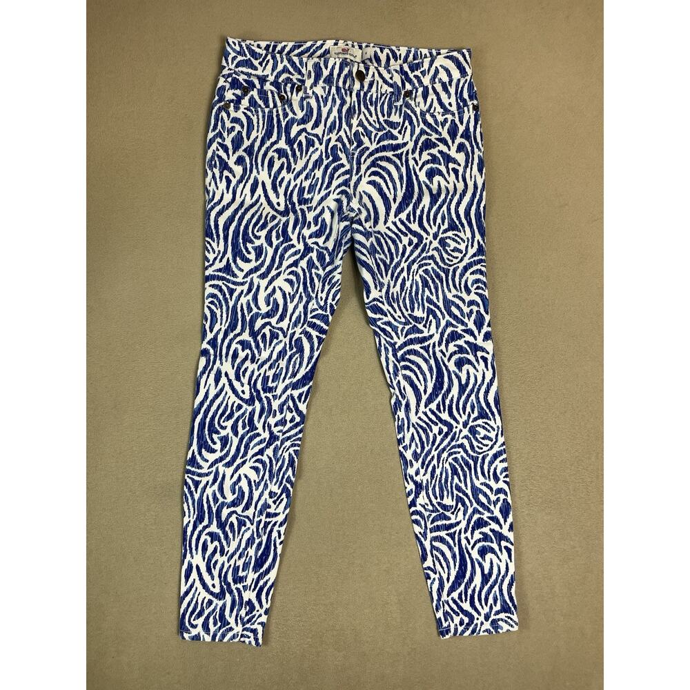 Vineyard Vines Jeans Womens 6 Blue Nautical Zebra Print Skinny Ankle Denim